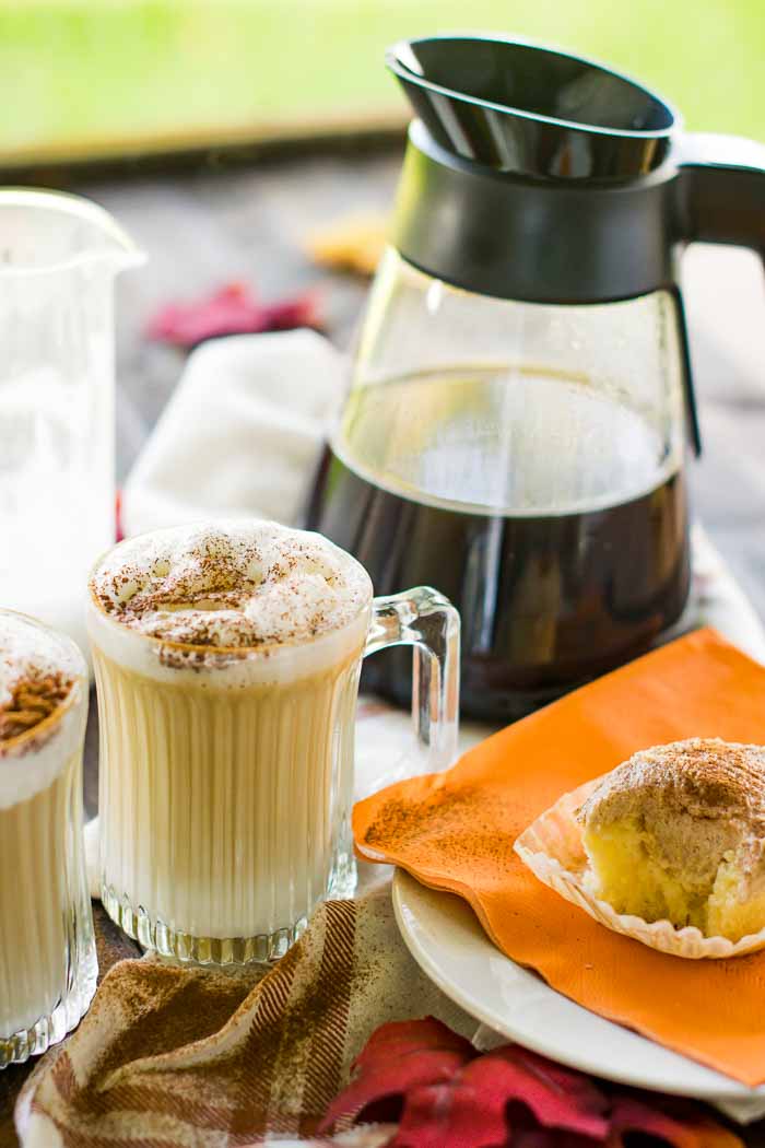enjoy a maple latte outside on a fall day