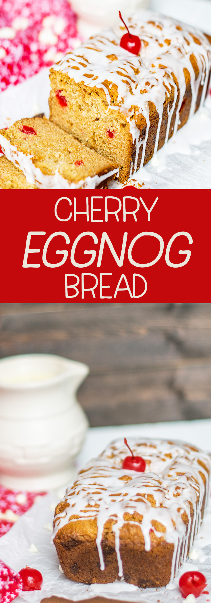 Put a cherry on it! This easy quick bread will satisfy your holiday sweet tooth! White Chocolate Cherry Eggnog Quick Bread will be a holiday favorite! #Holidayrecipes #eggnog #quickbread #cherry #Christmasfood via @mrsmajorhoff