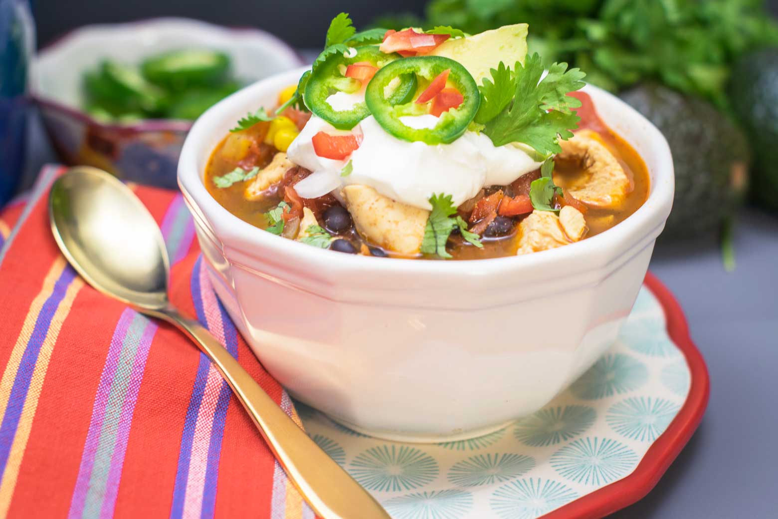 This chicken chili recipe is packed with protein and veggies