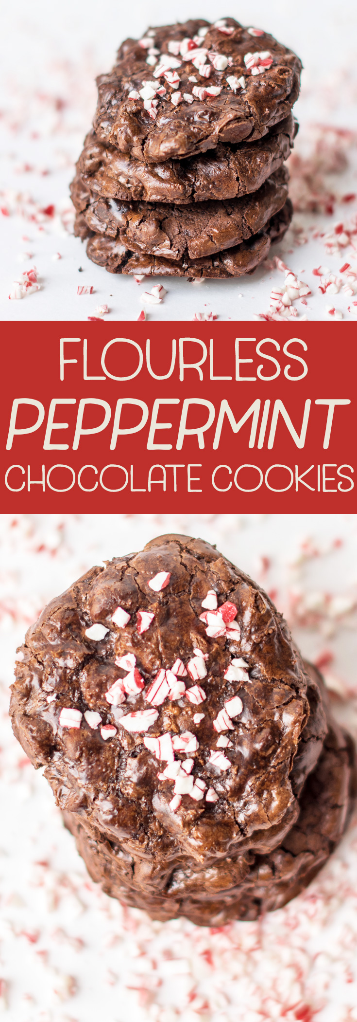 Perfect cookie to gift for the holidays! This recipe is naturally gluten free! Flourless Chocolate Peppermint Cookies are easy to make and a crowd-pleaser! #cookie #christmascookie #glutenfree #holidayrecipes via @mrsmajorhoff