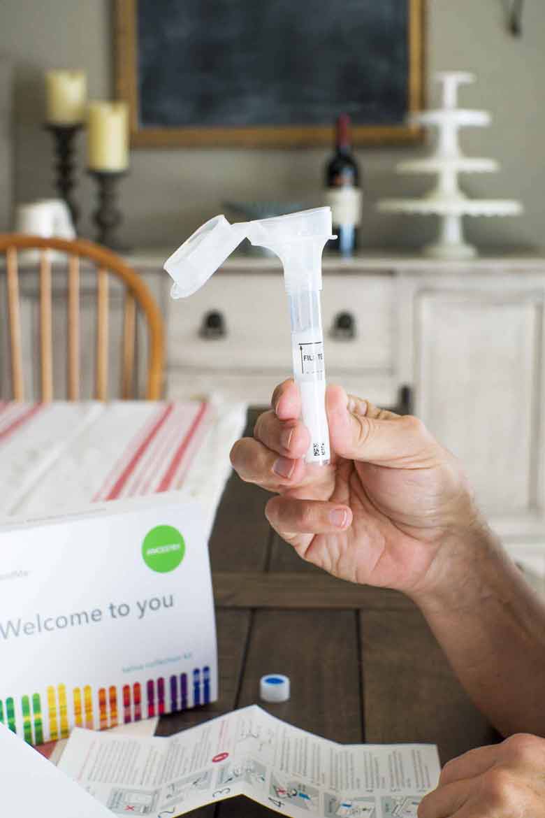 DNA home kit Saliva test is complete when it reaches the line