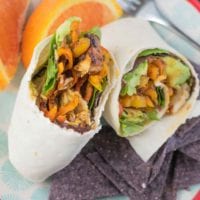 Grab a chicken avocado wrap for a quick lunch full of protein. Using precooked grilled chicken slices and a few ingredients, you can meal prep this lunch ahead of time. Simply stuff the tortilla with chicken and avocado, throw in some veggies and you are all set!