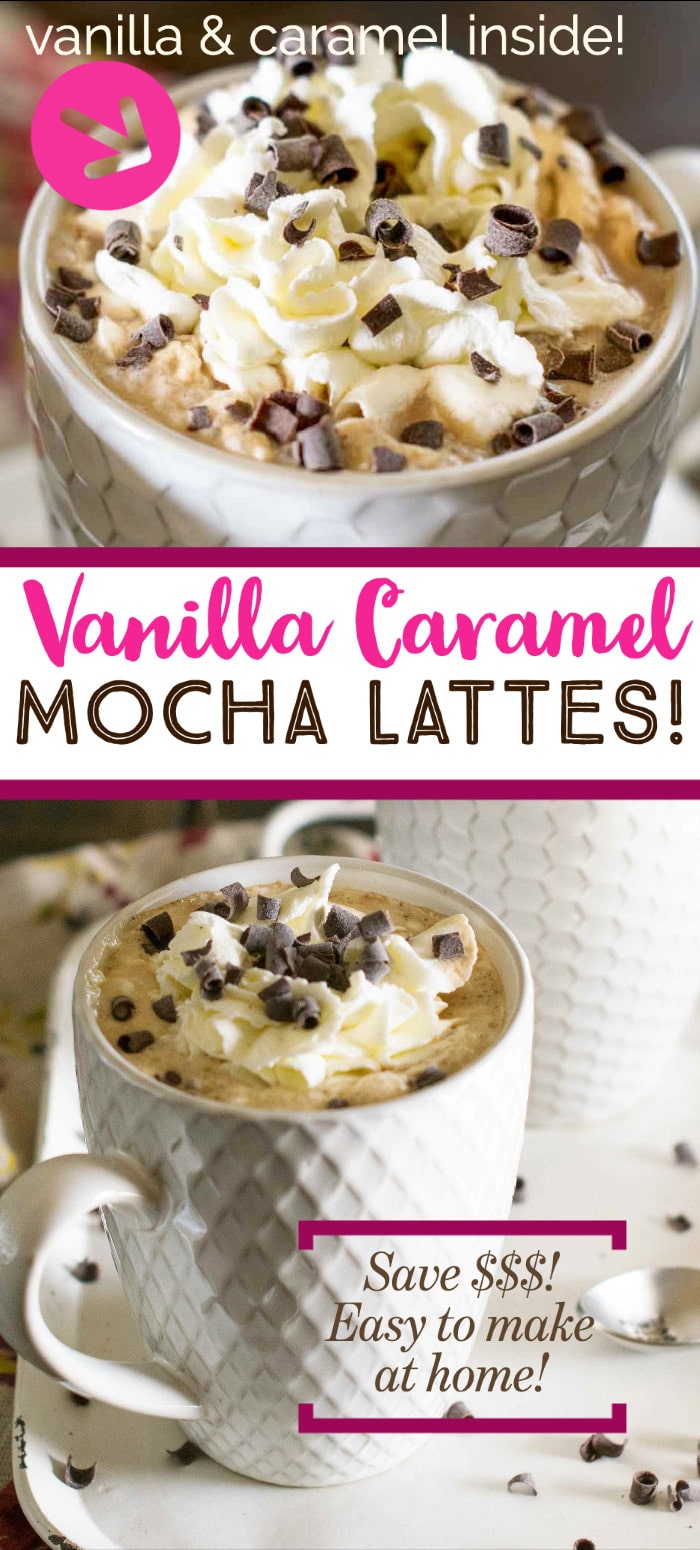 This hot homemade mocha latte will make your heart sing with the addition of caramel and vanilla! A perfect treat that is simple to DIY at home! Step by step instructions on how to get the Starbucks you crave at home for way less money! Grab the recipe and start brewing your own favorite espresso drinks! #mocha #latte #caramel #espresso #vanilla via @mrsmajorhoff