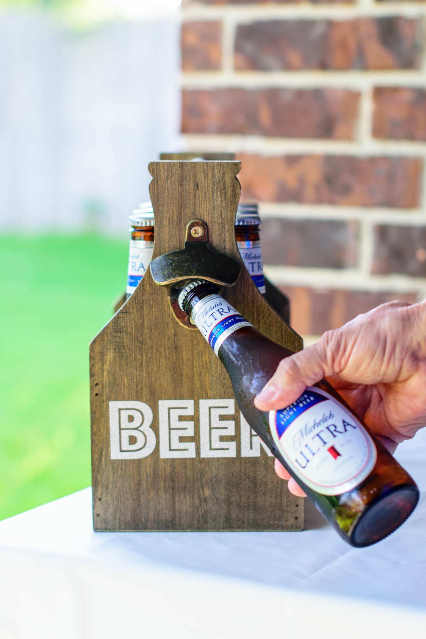 Michelob Ultra in a customized beer caddy