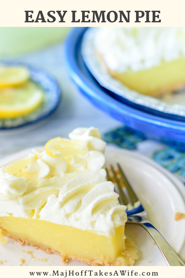 This easy lemon pie seems too good to be true! It's a no bake dessert that features a homemade lemon pudding filling topped with luscious whipped cream! It uses only 5 ingredients not including the crust, but using a store bought crust cuts down time even more! #iceboxdesserts #nobake #pie #lemon #easydesserts #MHTAW via @mrsmajorhoff