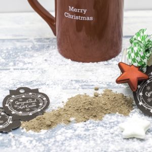 Easy to make holiday gift giving jars of gingerbread hot cocoa with free printable tags