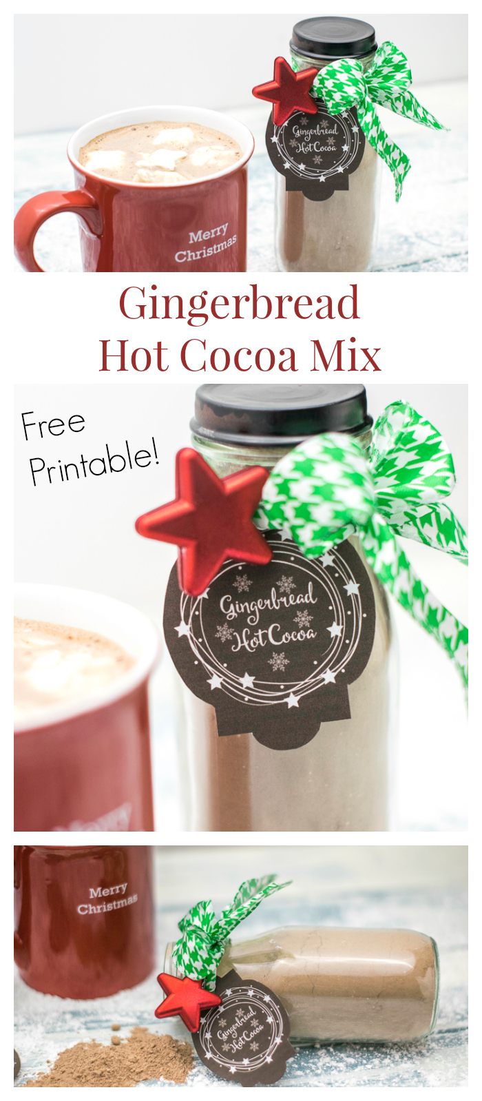 A perfect gift for a neighbor! Gingerbread hot cocoa mix. Click to get the recipe AND the free printable tags. Great for those cold winter nights. Let your neighbors and friends know you are thinking of them this holiday season! #holidaygifts #hotcocoa #gourmethotchocolate #hotchocolate #MHTAW via @mrsmajorhoff