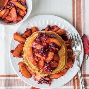 Ginger Pancakes with Cranberry Apple Compote