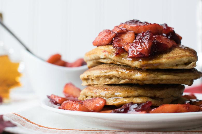 Ginger Pancakes with cranberry apple compote
