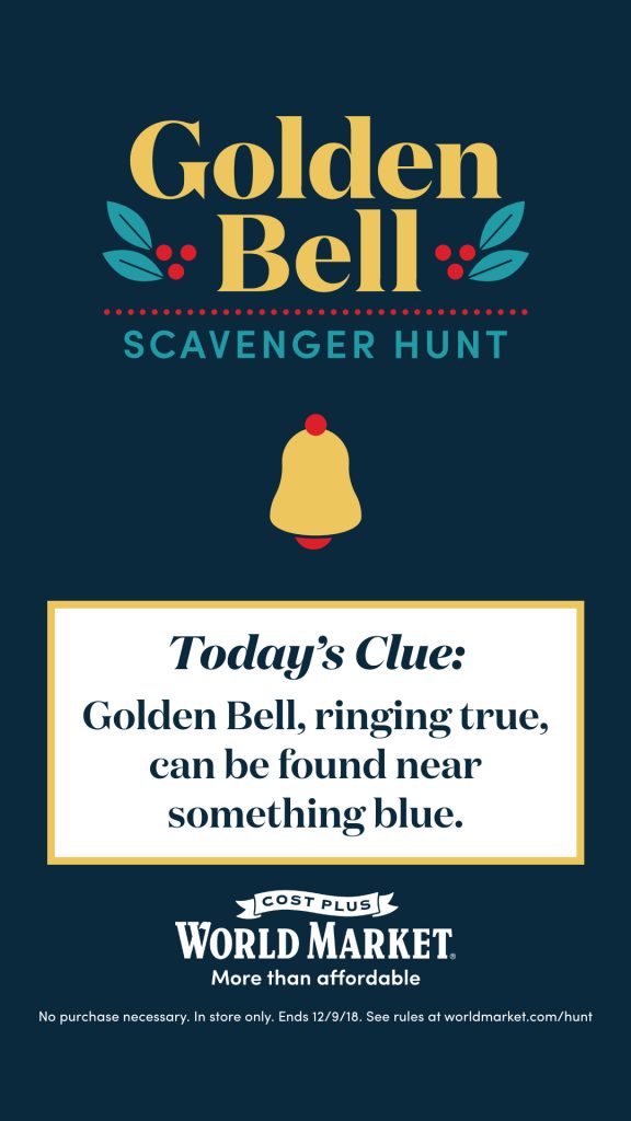 Golden Bell Scavenger Hunt at World Market Day 1 clue
