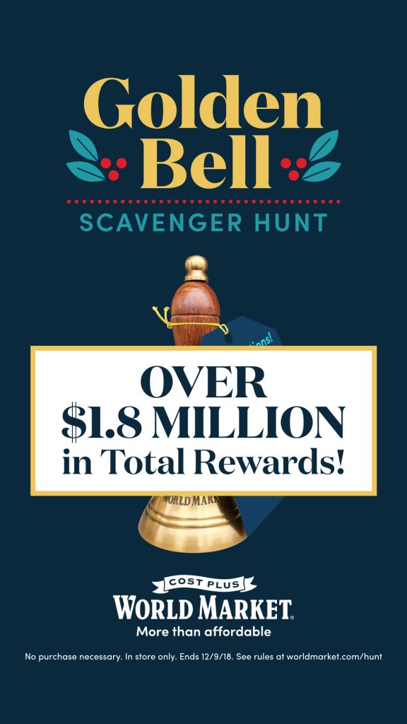 Golden bell scavenger hunt at world market with over 1.8 million $$$ in total rewards!