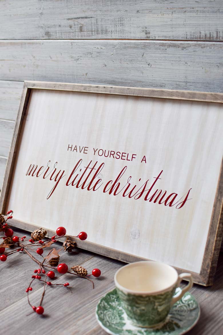 farmhouse wooden christmas sign made with a cricut and an SVG file