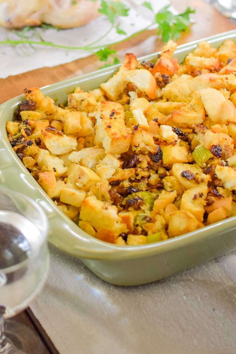 Seasoned stuffing and sausage makes an excellent side dish for Thanksgiving or to a main dish during the winter
