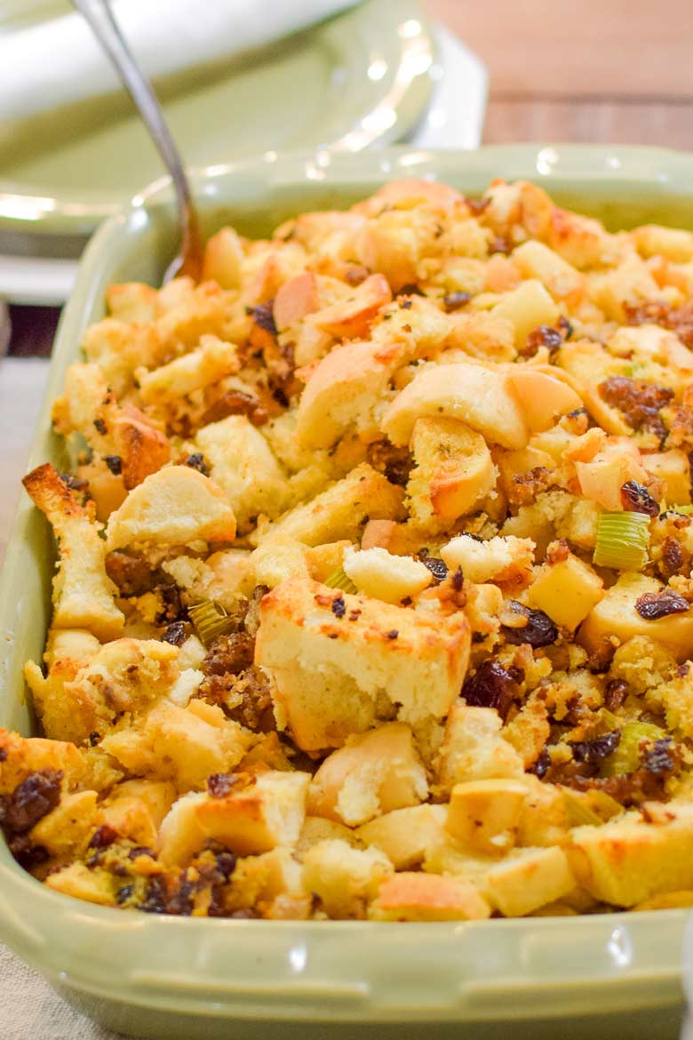 large bread cubes are the key ingredient to this stuffing