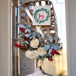Winter Door Wreath Using A Basket