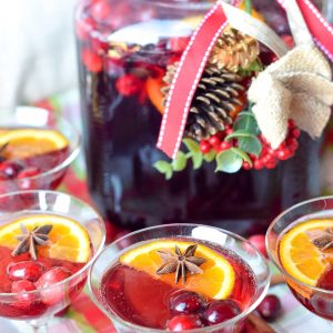 cranberry ginger christmas punch can be made with or without alcohol by adding vodka or rum to individual glasses or included straight into the punch bowl