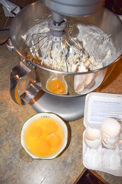 Four eggs in the dough for eggnog cookies give the eggnog flavor the recipe calls for