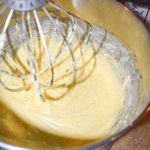 eggnog flavored cookie dough mixture before adding flour mixture