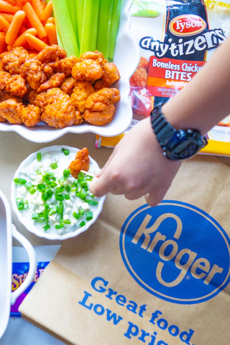 Tyson any'tizers boneless chicken bites with homemade game day dip