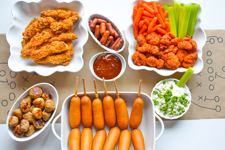 Easy spread for a game day party with the Tyson food offerings everyone loves