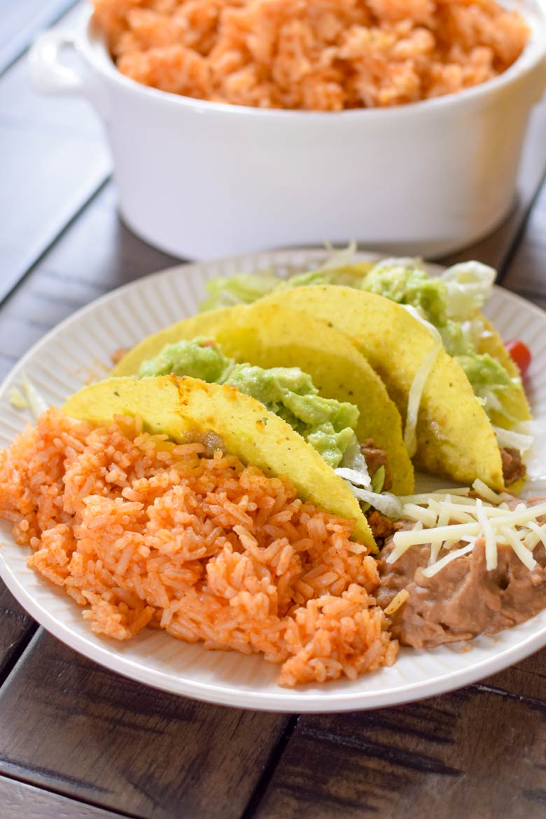 Easy weeknight dinner side dish rice that uses mexican rice seasoning