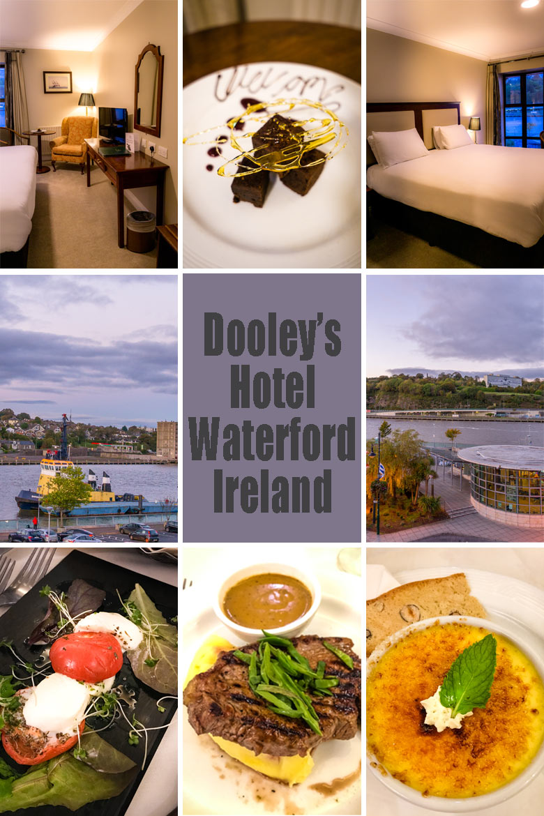 Dooley's hotel in Waterford Ireland has waterfront views, and a restaurant that serves steak and creme brulee