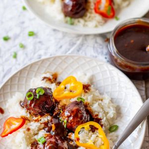 Spicy Meatballs and Rice