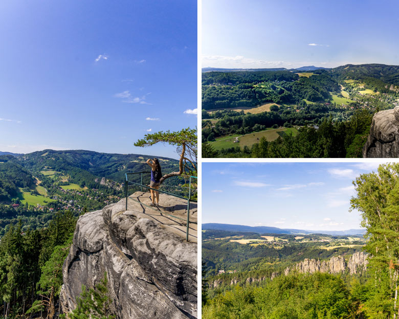 views atop rocks during a hike in Bohemian Paradise