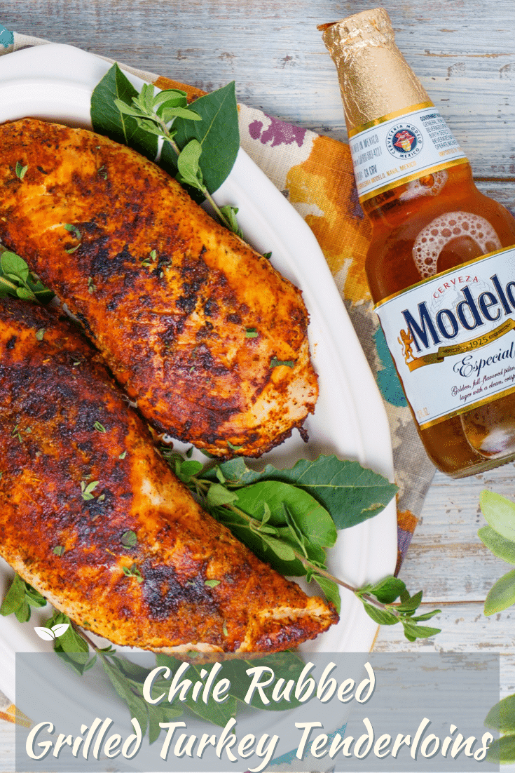 Grilled turkey tenderloins are marinated and rubbed for an easy and healthy alternative to those heavy holiday dishes. Unlike other turkey recipes, using these tender strips means there are no bones to deal with! So fire up the grill, grab some Modelo® to marinate the tenderloins, and watch turkey cook in minutes versus slaving over an oven for hours! via @mrsmajorhoff