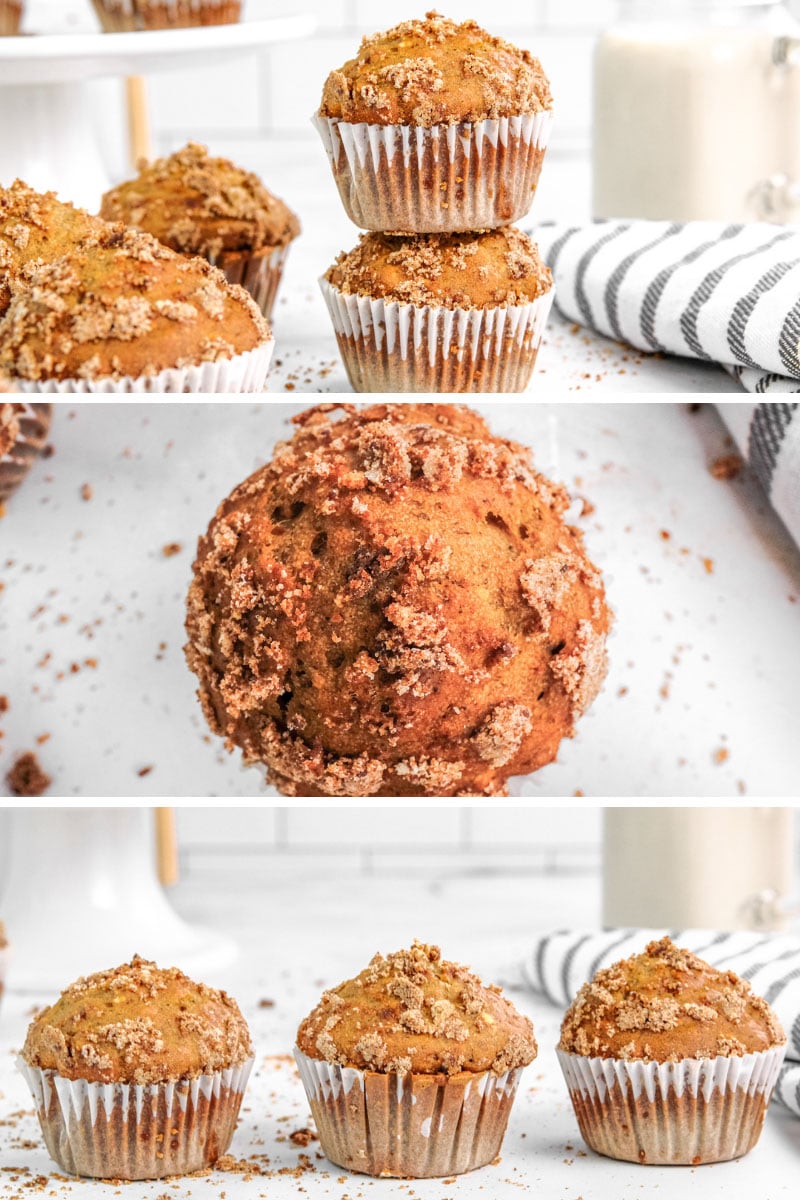 banana oatmeal muffins with a cinnamon streusel topping 