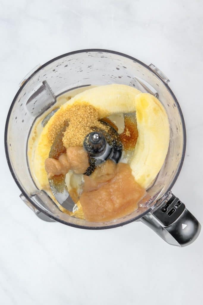 ingredients in a blender to make the muffins