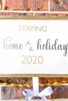 close up of Staying home for the holidays 2020 sign