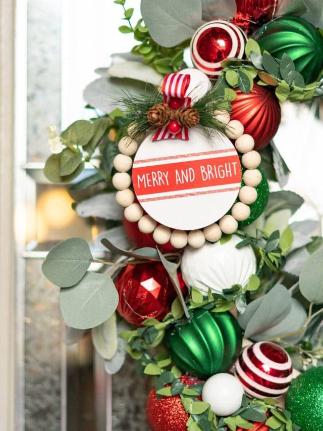 DIY A Christmas Ornament and Greenery Wreath